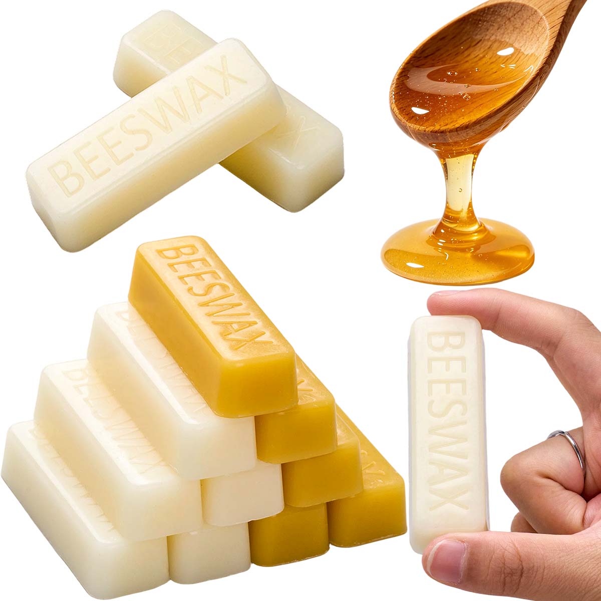 Candle Supplies Bulk - 1 Stück/5 Stück Gelbe Weiße Bienenwachsblöcke
