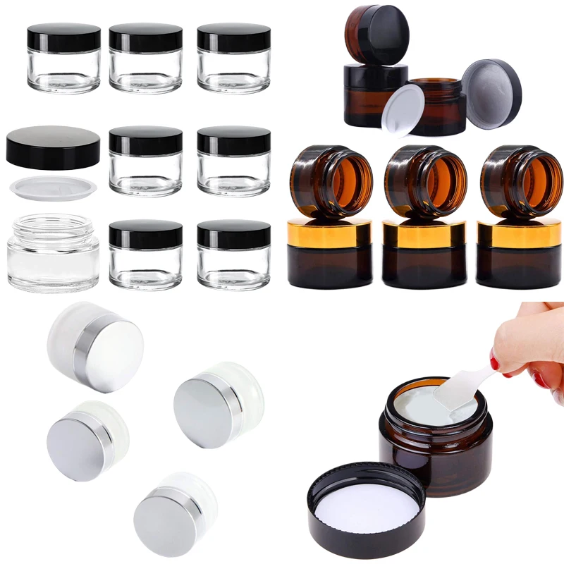 Candle Supplies Glass Jars - 5 Stück 5 g-100 g Mini-Bernstein-Rundglas-Cremes,