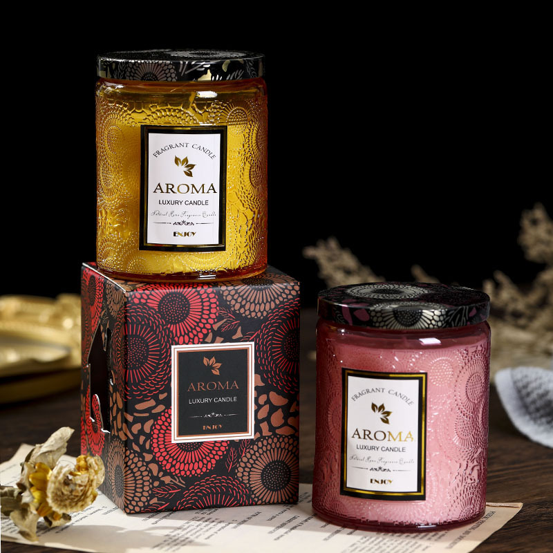 Candle Supplies Glass Jars - 1 Stück Duftkerze Kreatives Geprägtes Glasgefäß